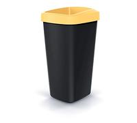 Cubo di riciclaggio Keden 25L con coperchio giallo aperto.