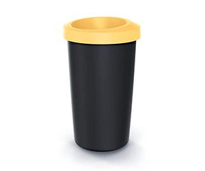 Cubo di riciclaggio Keden 25L con coperchio giallo aperto.