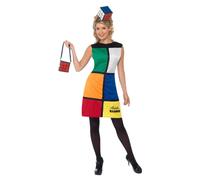 Cubo di Rubik Costume 80s Adulto Vestito 1980s Donna Uomo Set Nuovo