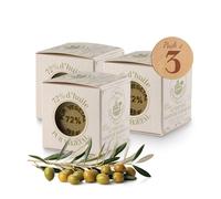 Cubo di sapone Marsiglia - con oliva e olio di cocco - Realizzato secondo la ricetta tradizionale - 100% naturale - Prodotto in Provenza - Sapone idratante - 3 x 100 g