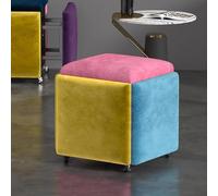 Cubo di seduta 5 in 1, sgabello impilabile con rotelle girevoli, sgabello da divano con rotelle girevoli, set di sgabelli convertibili per soggiorno, camera da letto e ufficio(Multi-colored,35*35cm)