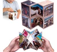 Cubo Foto Personalizzato, Cubo Magico 3D Espandibile con Fino a 11/15 Foto - Regalo Creativo per Compleanni, Anniversari, Natale e San per Famiglia, Amici, Coppie (B-15foto)