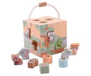 Cubo incastri in legno Joueco The Wildies Family