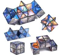 Cubo Magico 2 in 1,Magic Star Cube,Magic 3D Puzzle Cubes,Trasformabili Cubo Giocattoli scientifici Popolari Magico per Bambini e Adulti, Decompressione Giocattolo per Bambin