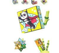 Cubo magico creativo pieghevole a forma di panda per bambini, set di cubi magici 3D, da viaggio, trasforma cubi, sollievo dallo stress e dall'ansia e ammazza il tempo, giocattoli 4 in 1 per bambini e