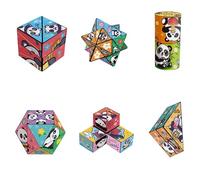 Cubo magico creativo pieghevole per bambini, set di cubi magici 3D, da viaggio, trasforma cubi, sollievo dallo stress e uccidi il tempo, giocattoli 4 in 1 per bambini e adulti, regalo (set C (6 pezzi)