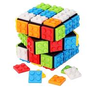 Cubo Magico di Velocità 3x3, Build-on Brick Magic Cube 2 in 1 Rompicapo PuzzleToys Speed Cube Compatibile, Giocattoli Regalo per Bambini Adulti