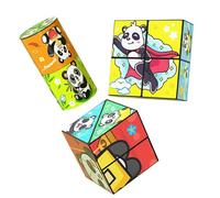Cubo Magico Pieghevole Creativo a Forma Di Panda for Bambini, Set Di Cubi Magici 3D Flips, Cubo Antistress Anti-Ansia, Cubi Puzzle Trasformabili, Cursore Antistress, Regali Carini for Bambini(3PCS(B))