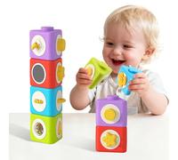 Cubo Montessori multiattività, cubi da impilare per bambini, busy board sensoriale con elementi rotanti e scorrevoli, gioco educativo per motricità e logica,giocattolo da viaggio compatto, idea regalo