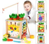Cubo Multiattività in Legno 7 in 1, Educativi Cubo Montessori, Cubo di Abilità Motorie, Giochi Montessori 1 Anno, Cubo Interattivo, Giochi Legno Bambini, Regalo Natale Compleanno Regalo 1 2 3 Anni