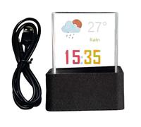 Cubo ologramma 3D - Orologio con display olografico in reale - Cornice per foto 3D trasparente con animazione GIF, visualizzazione meteo digitale, moderno gadget tecnologico da tavolo per scriva