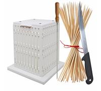 CUBO per ARROSTICINI 81 fori con coltello e 100 stecconi per la Migliore e Facile Produzione di Arrosticini, Spiedini Carne, Pesce, Frutta, Kebab, Barbecue SOUVLAKY