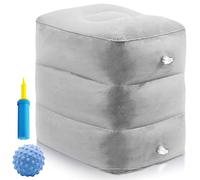 Cubo per dischi intervertebrali, gonfiabile, cuscino per appoggiare le gambe, cubo di rilassamento, cubetti di schiuma, cuscino per appoggiare le gambe, con pompa ad aria e palla in silicone (grigio