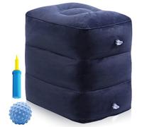 Cubo per dischi intervertebrali gonfiabile, cuscino per appoggiare le gambe, cubo di rilassamento, cubo in schiuma, cuscino per appoggiare le gambe, con pompa ad aria e palla in silicone, blu scuro