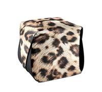 Cubo porta fazzoletti quadrato in pelle marrone leopardato per tovaglioli da bagno e auto, 14 x 14 x 14 cm