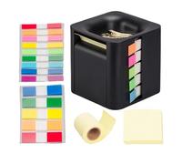 Cubo porta foglietti adesivi 4 in 1, dispenser per memo, linguette colorate e organizer per graffette, stazione per blocco note pop-up con spazio per scrivania, studio, scuola, uso domestico