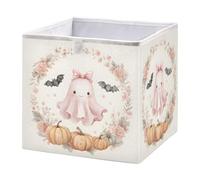 Cubo portaoggetti pieghevole con fiori rosa fantasma zucca pipistrello organizzatore cestino per la casa mensola