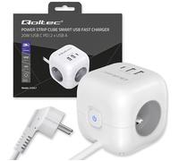 Cubo presa Qoltec 6 in 1 3xAC 2xUSB 1xUSB-C PD 20W 2m