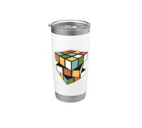 Cubo puzzle retrò design vibrante arte geometrica colori audaci Bicchiere termico in acciaio inox doppia parete