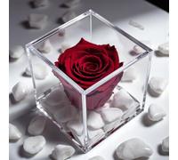 Cubo Rosa Rossa Stabilizzata e Profumata da 8 cm con Rosa Rossa Eterna Vera | Idea Regalo Natale,San Valentino Fidanzata, Amica, Compleanno, Bomboniera Laurea | Made in Italy Rosa Rosso - 1080