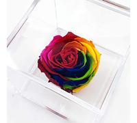Cubo Rosa stabilizzata Eterna personalizzata Festa della Mamma Idea Regalo Compleanno Natale Decorazioni casa Fiori Mom Amore Love Figli profumata dura anni (10x10, Multicolor)
