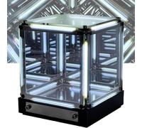 Cubo Specchio Infinito - Cubo Ipercubo 4D in Acrilico con Luce LED, Ricaricabile via USB-C, Modello da Assemblare Fai-da-te con Estensione Infinita Creativa, Luce Ambientale Futuristica per Came blue
