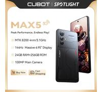 CUBOT MAX 5, Smartphone 5G Android, Dimensity 8200, Schermo grande da 6,95" 144 Hz, 24 GB di RAM + 256 GB di ROM, Telefono da gioco, In arrivo Black
