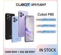 Cubot P80, 2023 Nuovo smartphone Android 13, versione globale, 16GB di RAM(8GB + 8GB estesa), 256GB di ROM(supporto 1 TB esteso), NFC, schermo FHD + da 6,583", 5200mAh, fotocamera da 48MP, 4G phone, B