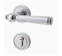Cubstone Set Combinato di Serratura a Leva in Lega di Zinco,Cuscinetto Silenzioso,Maniglia per Porta Interna per Camere da Letto,Bagni (Silver A,Silent)