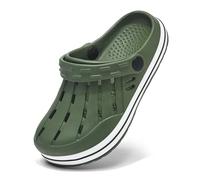 Cubufly Scarpe da giardino per bambini Ragazzi Ragazze Glitter Stripe Band Zoccoli Bambino Slip On Sandali Acqua Bambini Spiaggia Piscina Slipper, Verde militare, 1 Big Kid