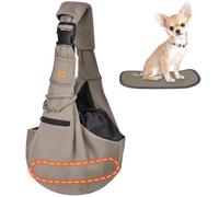 CUBY Borsa a tracolla per cani e gatti, reversibile, a mani libere, design con custodia morbida e tote, adatta per cuccioli, cani di piccola taglia e gatti all'aperto (Khaki Senior, cinghia regolabile