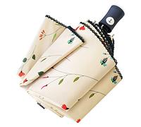 Cuby Ombrello da sole UV, compatto, pieghevole, da viaggio, con apertura e chiusura automatica, antivento, antipioggia, con protezione UV al 99,9% e rivestimento nero anti-UV (a fiori)