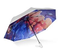 CUBY Ombrello da viaggio compatto pieghevole con protezione UV, apertura e chiusura automatica per antivento, pioggia e 99,9% protezione UV con rivestimento anti-UV argento