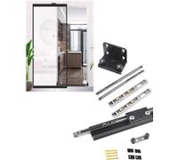CucCe Kit di ferramenta per porte scorrevoli a lib Set completo di ferramenta for porta invisibile, con guide nascoste bidirezionali chiusura ammortizzata(150cm/4.9ft)