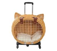 Cuccetta da compagnia - Passeggino per gatti | Pram per cani per cani | Polvere di gatto in rattan con ruote | Carrello trasportatore da viaggio per animali domestici con maniglia