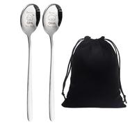 Cucchiai Da 2 Pezzi E Custodia Da 1 Pezzo, Cucchiai Con Manico Lungo In Acciaio Inossidabile, Cucchiai Per Posate, Regali Per I Nonni, Cucchiai Di Metallo Durevoli