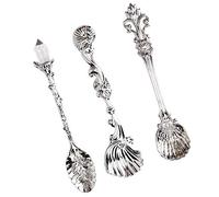 Cucchiai da caffè in stile vintage Set 3 pezzi Cucchiaini da dessert Cucchiai da intaglio in metallo stile reale per cucina Bar e feste da tè