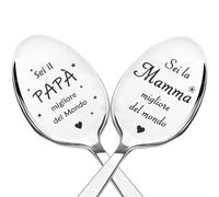 Cucchiai da caffè incisi, Miglior papà del mondo, Migliore mamma del mondo, Cucchiai da tè in acciaio inossidabile, Regali per il padre, Madre, Genitori, Regalo di compleanno, Regalo di festa del papà