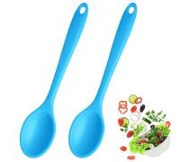 Cucchiai da cottura in silicone, confezione da 2 pezzi, colore giallo. Resistenti al calore, flessibili, non graffiano le pentole, ideali per preparare pietanze in cucina(Blu)