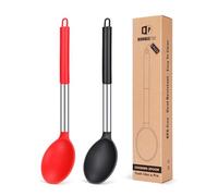 Cucchiai da cucina in silicone per pentole antiaderenti, confezione da 2, nero-rosso