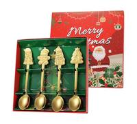 Cucchiai da dessert di Natale,Cucchiai da caffè di Natale, Cucchiaio da caffè, Cucchiaio da caffè, Babbo Natale in acciaio inossidabile, pupazzo di neve, cucchiai di albero di Natale per stoviglie da