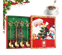 Cucchiai Da Mescola Natalizi,4 Pezzi Posate in Acciaio Inossidabile | Cucchiai da Dessert per le Festività | Per Cucina Festa Esposizione Stagionale Dessert Zuppa Ristorante Hotel Frullato