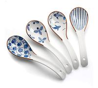 Cucchiai da minestra cinesi, cucchiaini da minestra in ceramica da 15 cm, wonton gnocco miso, set di 4 (marrone)