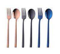 Cucchiai da minestra in acciaio inox - Cucchiaio da portata rotondo placcato in titanio da 19,1 cm per uso alimentare, design ispessito, perfetto per zuppe colorate e posate da cucina