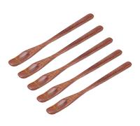 Cucchiai di legno per bambini 5 pezzi Cucchiaio a testa stretta antiscottatura color legno piccolo per bambini Cibo domestica Gelato Riso Cucchiaio di anguria Legno composito
