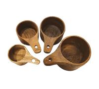 Cucchiai di misurazione in legno - set pacchetti caffè, utensile da cucina rustica | Acacia tazze per sale zucchero farina, accessori la cottura della fattoria, regali cucchiaio al miele Piccatore a c