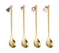 Cucchiai di Natale | 4 Pezzi Posate in Acciaio Inossidabile - Cucchiai da Dessert per le Festività,Per Cucina Festa Esposizione Stagionale Dessert Zuppa Ristorante Hotel Frullato Marmellata