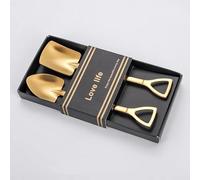 Cucchiai dorati per dessert, caffè, tè, pala, set di 2 cucchiai piatti per gelato, regali per gli amanti del gelato, regali per gli amanti del gelato, regali per l'inaugurazione della casa per coppie