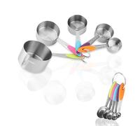 Cucchiai dosatori,10 misurino grammi in acciaio inox lucido con graduazioni e Impugnatura antiscivolo color arcobaleno, lavabili in lavastoviglie, per misurare alimenti e liquidi