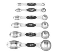 Cucchiai dosatori in acciaio inox, 6 cucchiai da cucina magnetici bifacciali, misurini in metallo con livellatore, cucchiaio riutilizzabile per cuocere e cuocere